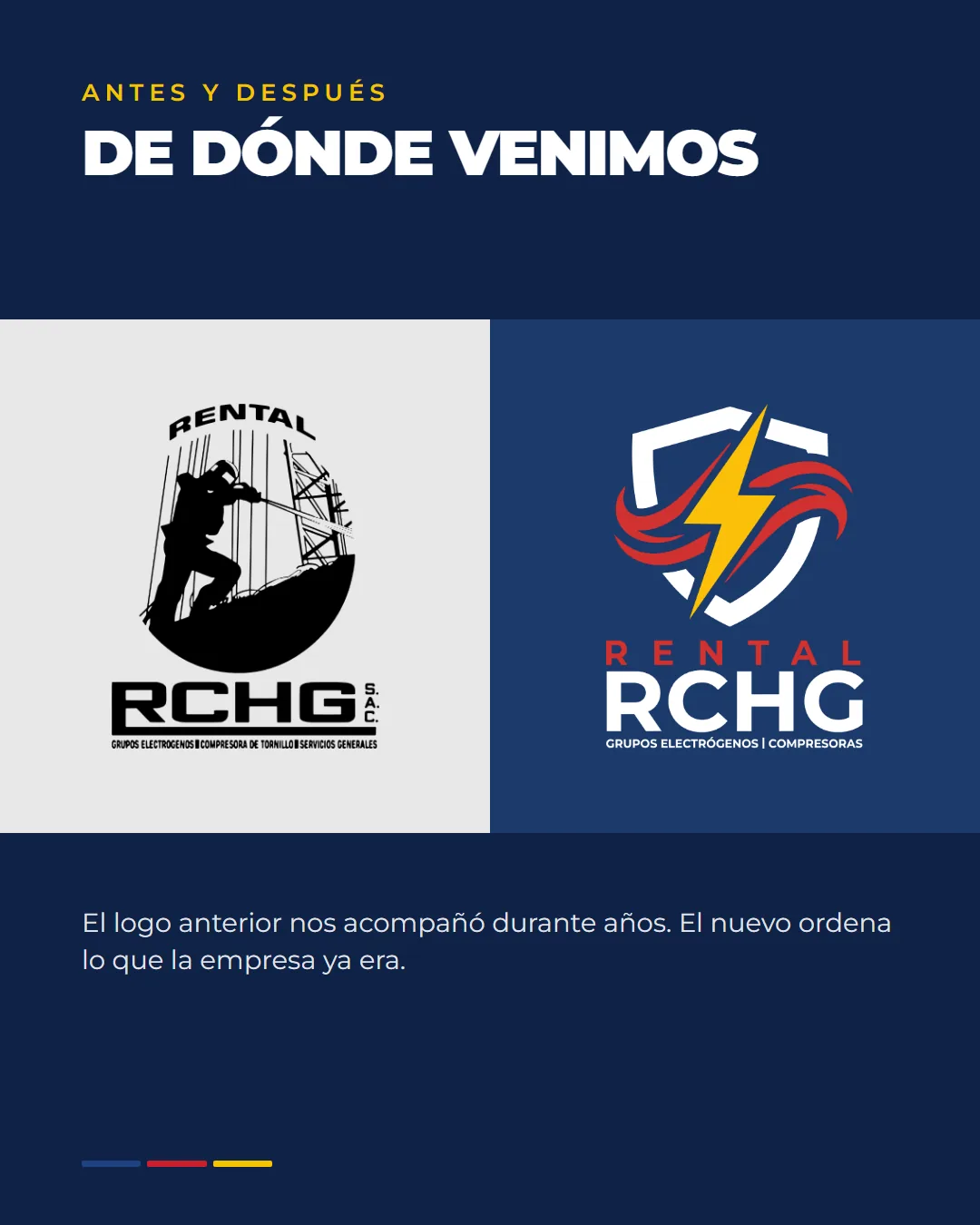 Logo anterior de Rental RCHG junto al logo nuevo