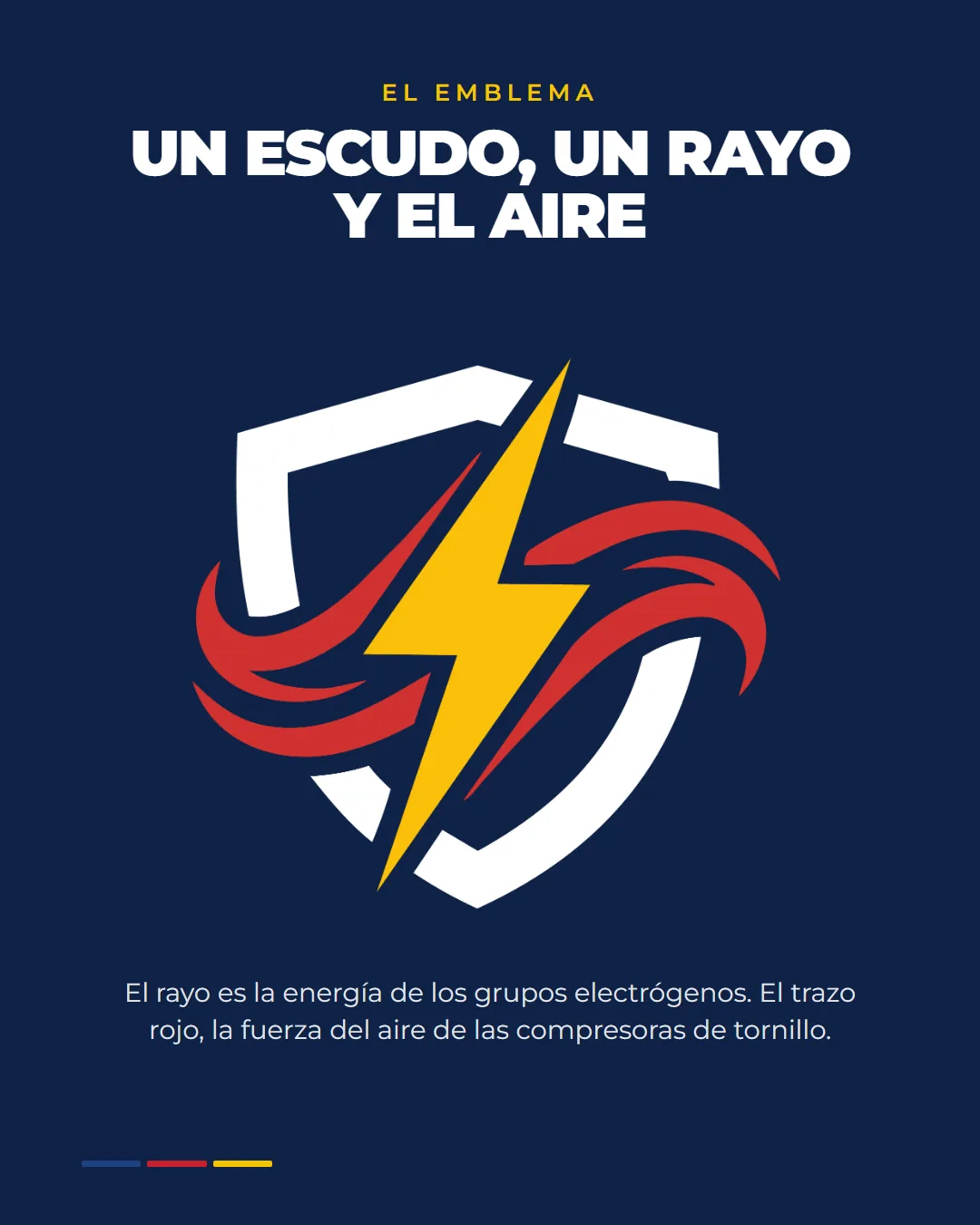 Emblema de Rental RCHG: escudo, rayo y trazo rojo